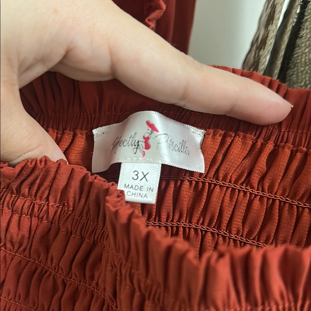 Chic Smocked Red Blouse - Picture 2 of 2
